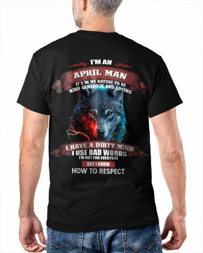 APRIL - KNOW HOW TO RESPECT - BIRTHDAY T-SHIRT FOR MEN - KATE04 / male (SKU12-162-04)