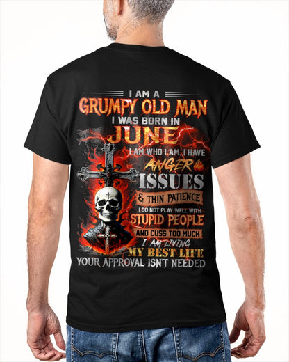 JUNE - GRUMPY OLD MAN T-SHIRT - FUNNY SKULL ANGER ISSUES TEE - PERFECT GIFT FOR MEN KATE06 / male (SKU12-319-06)