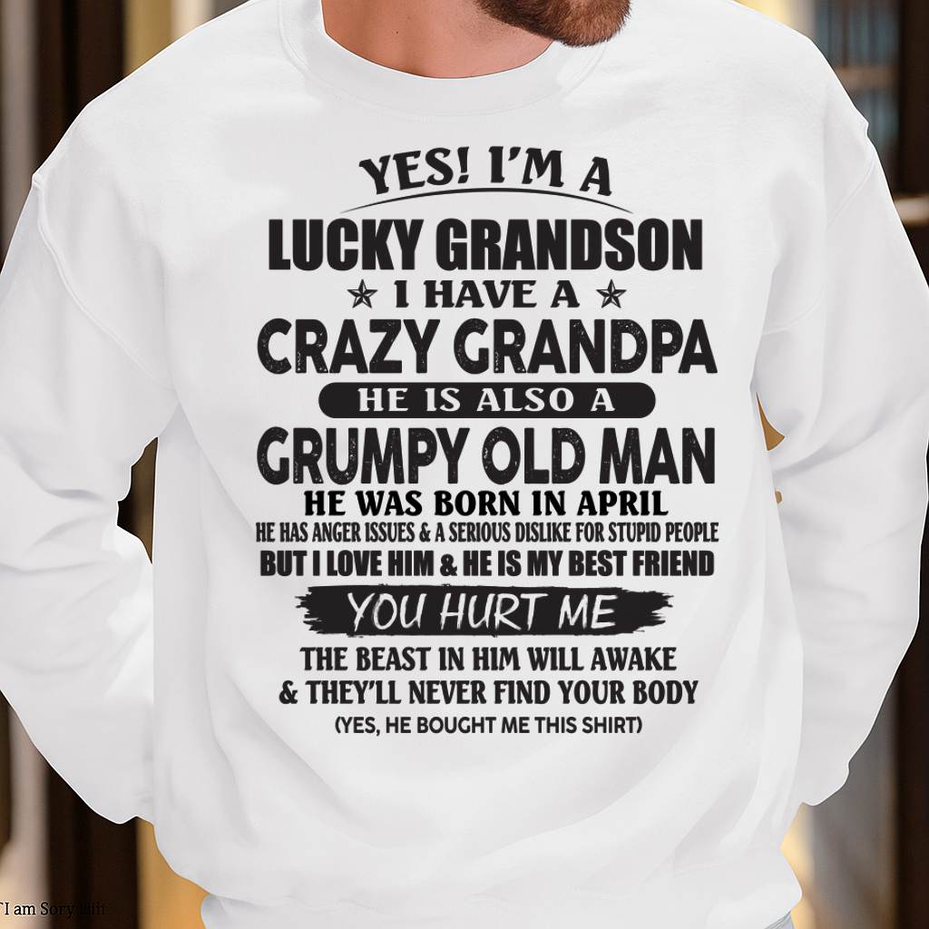 APRIL - LUCKY GRANDSON OF CRAZY GRANDPA -  PERFECT GIFT FROM GRANDPA - KATE04 (SKU12-145-04)