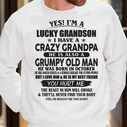 OCTOBER - LUCKY GRANDSON OF CRAZY GRANDPA -  PERFECT GIFT FROM GRANDPA - KATE10 (SKU12-145-10)