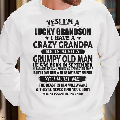 SEPTEMBER - LUCKY GRANDSON OF CRAZY GRANDPA -  PERFECT GIFT FROM GRANDPA - KATE09 (SKU12-145-09)