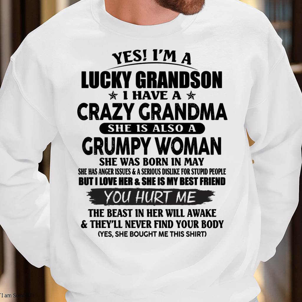 MAY - LUCKY GRANDSON OF CRAZY GRANDMA -  PERFECT GIFT FROM GRANDMA - KATE05 (SKU12-113-05)