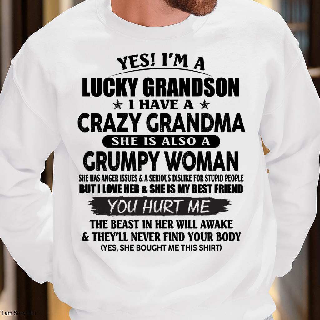 LUCKY GRANDSON OF CRAZY GRANDMA -  PERFECT GIFT FROM GRANDMA - KATE00 (SKU12-113-00)