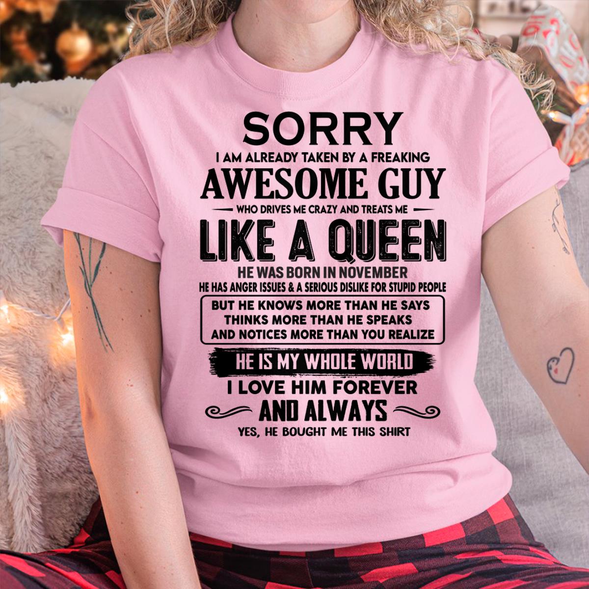 November - Sorry I am already taken by a freaking awesome guy - Gift for Wife From Husband - KATE11 (SKU-SRG-11)