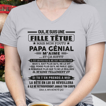Oui, je suis une fille têtue – T-shirt | Cadeau d’anniversaire de papa pour sa fille - KATE00 / fr00 (SKU12-197)