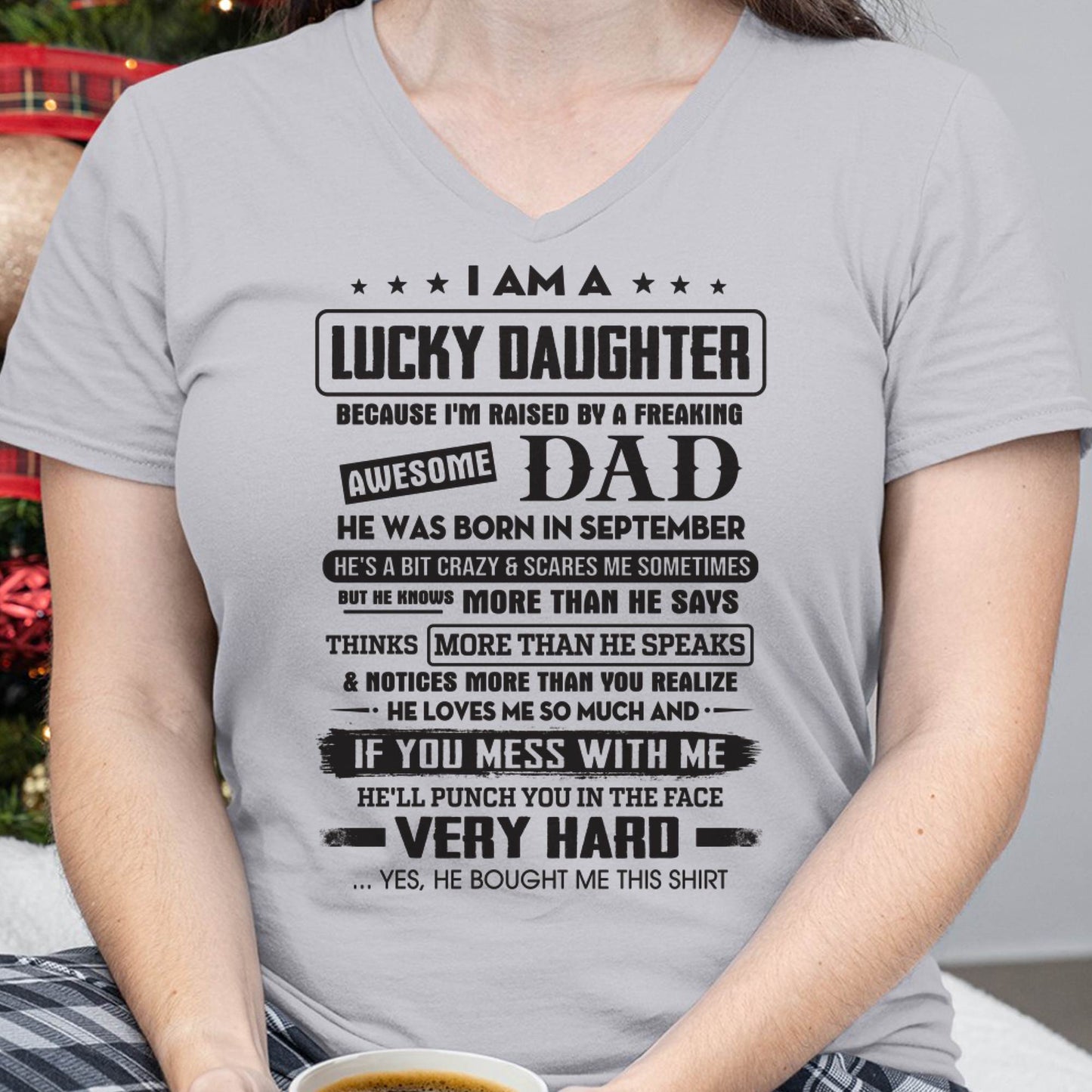 September - Lucky Daughter of Awesome Dad - Perfect Gift For Daughter From Dad - NIKI09 (SKU08-47-09)