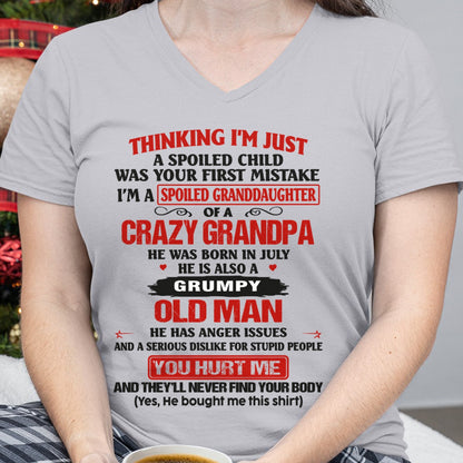 Spoiled Granddaughter of a Crazy Grandpa Shirt – Birthday Gift from July Grandpa / Man - KATE07 (SKU12-200-07)